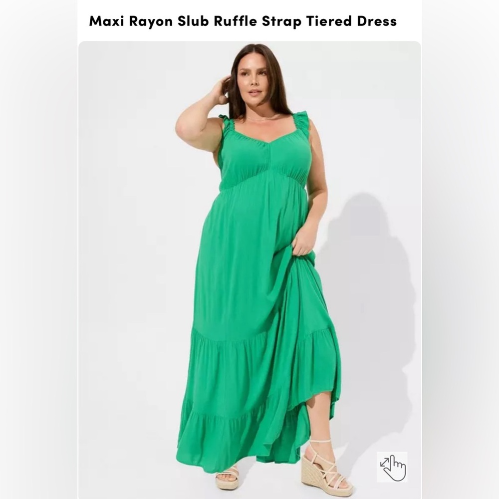 Maxi Rayon Slub Ruffle Strap Tiered Dress NWT 6X